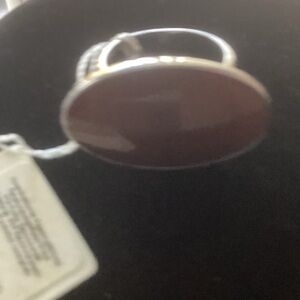 Oval Garnet-Red Stone Sterling Ring